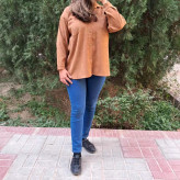 مانتو مخمل کبریتی دکمه دار