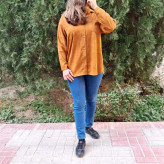 مانتو مخمل کبریتی دکمه دار