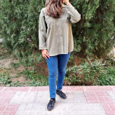 مانتو مخمل کبریتی دکمه دار